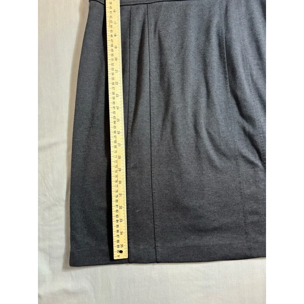 Ann Taylor Loft Sheath Dress Charcoal Gray Round Neck Capped Sleeve Zip Size 8 - Picture 2 of 7